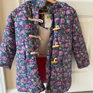 Floral Blue Coat with Pink Accents